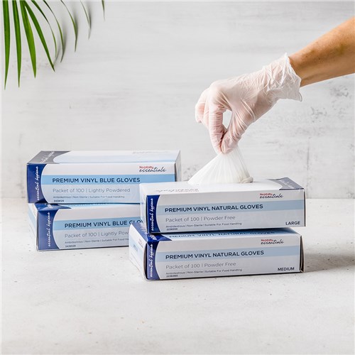 Premium Vinyl Gloves Powder Free Clear Large Essentials Collection